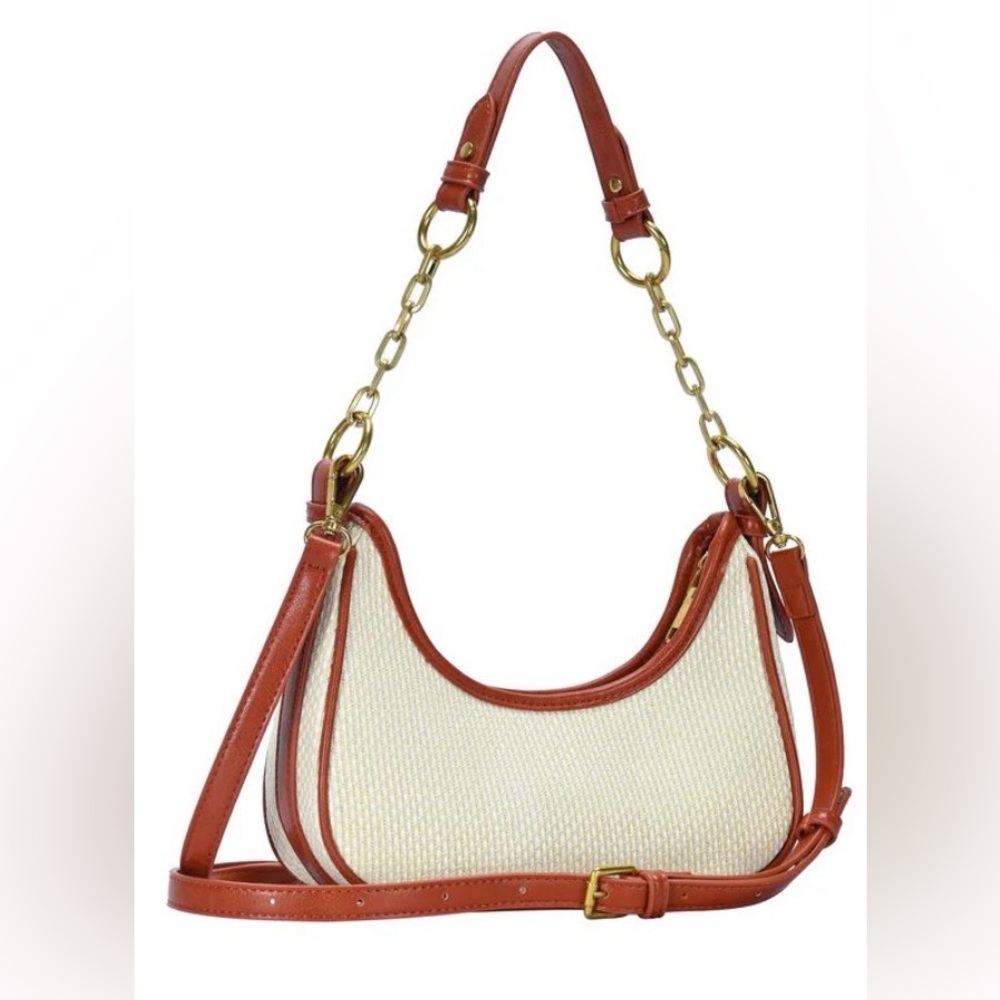 Madison West Tan and Cream Crossbody Bag